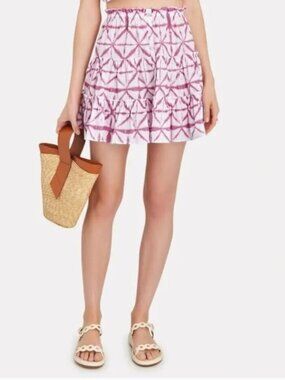 Intermix Estelle Pink Ruffle Mini Skirt Batik Cotton S